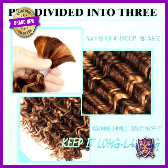 18 Inch Deep Wave Human Hair Extensions 6 Bundles 150g Boho Braids
